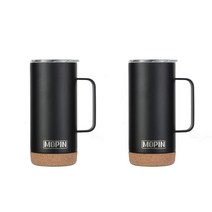 모핀 딤플 스탠 머그 텀블러 2개 셋트 보냉보온 473ml, 블랙+블랙