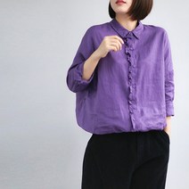 도오빠 여성 블라우스 린넨 프릴 레이스 코튼 셔츠 전통의상 루즈핏 오버핏 긴팔 봄 여자블라우스_켈젠