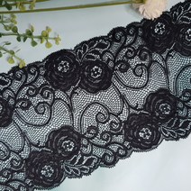 dklace 스판레이스 10-42 왕장미 레이스 2 color ( 16cm (1yd 5yd 10yd) 기준 ), Black (90cm_1yd)