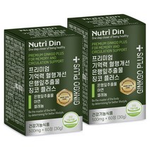 뉴트리딘 프리미엄 기억력 혈행개선 은행잎추출물 징코 플러스, 2개, 60정