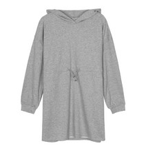 Hooozen 루즈 웨이스트 스트링 캐주얼 후드 미니원피스