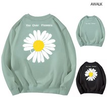 어워크 기모 프리미엄 오버핏 맨투맨 플라워 남여공용