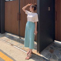 얀새 앞트임 스판 도트 skirt