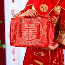 동대문보자기 결혼식 부담 피부 여자의 가족 지참금 붉은 천 신부 지참금 결혼식 결혼식 하이 분지 포장 천 웨딩 용품 daquan 행운보자기, 3.  봄은 정원으로 가득하다_자수 해피 워드 보자기