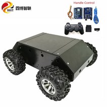 SZDOIT 제어 키트 포함 큰 하중 금속 4WD 스마트 자동차 섀시 드라이브 로봇 플랫폼 130mm 고무 휠 DIY 조, 01 Red WiFi