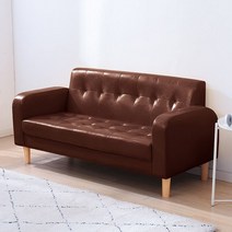 한정수량 추가즉시할인 2인소파 (생활방수패브릭/PU가죽 선택), 2인(120 cm) 수납봉투+베개 2개, PU 얼굴 - 갈색 / 더본 가정