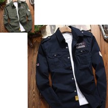 남성셔츠 카라 견장 남방 셔츠 편안한 착용감 2컬러 카키 네이비