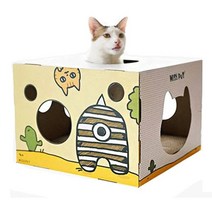 미스펫 카툰몬스터 스크래쳐 캣하우스 - 옐로우, 1개