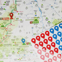 대한민국 100대명산 등산지도 핀스티커 트래킹 등린이, 단품