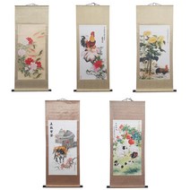 풍수 그림 족자 해바라기 목단 구어도 잉어 소 돼지 닭 풍수닭 인테리어 소품, 풍수닭 대형