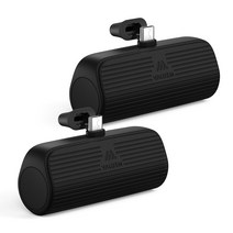 밸류엠 C타입 일체형 미니 도킹형 무선 보조배터리 5000mAh 2개, 블랙, VM-PA5FPQCP