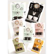 CREATE Thera Retro 익스프레스 커피 머신 에스프레소 라떼 & 카푸치노 분쇄 커피 & ESE 싱글 캔 15 Bar 1100 W Power 드롱기 아메리카노, 핑크