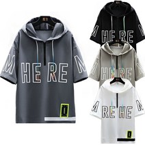 JUSTFEELING 여름 반팔 티셔츠 후드티 남성/남자/기본/이너/티/빅사이즈