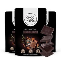 ChocZero 92 퍼센트 다크 초콜릿 무설탕 순탄수화물 1g 저탄수 다이어트 키토 간식, 92  다크 초콜릿 - 3팩
