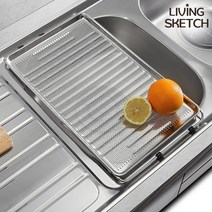 리빙스케치 퀸스 사각 싱크 플레이트 길이조절 물빠짐, 없음
