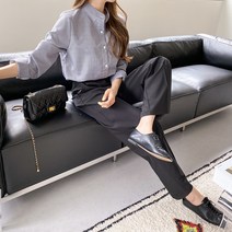 리플 차이나넥 카라 잔체크 긴팔 남방