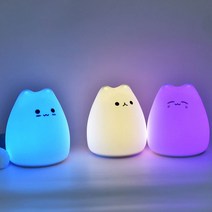 [에타홈] LED 실리콘 고양이 수면등 무드등, 마마