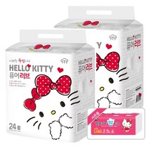 헬로키티 4겹 퓨어러브 25m 24롤 2팩 화장지+팝업티슈 1개