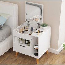 북유럽 현대 나무 옷장 Nightstand 침실 가구 드레싱 테이블 거울 서랍 미니 침대 옆, 01 White