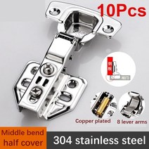 1/10Pcs 유압 경첩 캐비닛 도어 스프링 힌지 댐퍼 버퍼 조용한 닫기 부엌 찬장 가구 304 스테인레스 스틸, Middle bend (10Pcs)