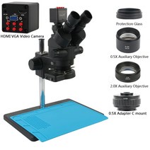 주사전자현미경 비파괴 수질 검사 오염도측정기 휴대폰 PCB 납땜 수리 실험실 산업용 시뮬레이션 초점 삼안 스테레오 소니 IMX307 1080P VGA HDMI 카메라 7X 45, 7.B  HDMI VGA