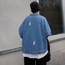 대학생 남자 캐주얼 패션 코디 데님 구제 청자켓 점퍼