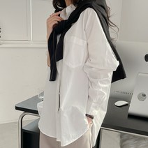 제이앤몰스 여성 루즈핏 롱 봄 셔츠 차분한 화이트 컬러 여자 긴팔 남방 블라우스