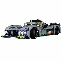 중국레고 호환 테크닉 하이브리드 하이퍼카 슈퍼 레이싱 카 빌딩 블록 테크니컬 푸조 9X8 맨 스포츠카 브, 02 LED