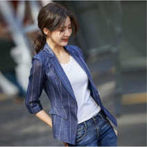 나래가 여성 린넨 정장 자켓 여름 스트라이프 7부 소매 pej12