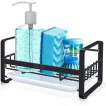 일본직발송 4. N\C 스폰지 랙 주방 스테인리스 랙 자립형 스폰지 홀더 (검정색) B08ZRT4KJB, One Size, One Color
