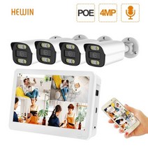 씨씨티비 소형 매장 cctv 야외 무선카메라 xmeye h.265 hd 2k 4k 방수 ip 총알 카메라 및 4ch 8ch 11.6.1inch lcd poe nvr 키트, 4mp poe nvr 키트 4ch