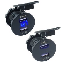 카쉴드 매립형 소켓 모음 5종 볼트게이지 충선소켓 시가잭소켓우형 QC 3.0 + 2.4A 포트 퀵차져 원형 USB 스마트폰고속충전, BM-22  (2포트 USB +볼트게이지)