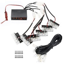6x3 LED 경고 사용 자동차 스트로브 조명 차량 전면 그릴 비상 점멸등 바 플래시 모드 빨간색/파란색/노란, 04 Blue