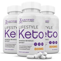(3팩) 라이프스타일 케토 알약 800MG 포함 특허받은 goBHB 외인성 케톤 고급 케톤증 지원 남성 여성 180 캡슐, 기본