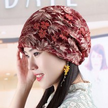 항암 두건 모자 비니 사계절 봄 여름 골드 실 레이스 헤드 스카프 숙여성 SS 가볍고 파일 통기성 외국 어머니 중 노인