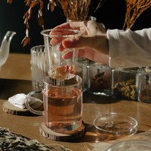 차우리는컵 내열유리 티머그 뚜껑머그컵, 옵션명, 플라워 400ml