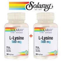 (1+1) 솔라레이 L Lysine 엘 라이신 HCL 필수 아미노산 L리신 이뮨 500mg 120 베지캡슐 2팩, 2개
