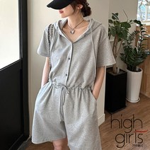 [ 하이걸스 ] 쭈아 후드 반팔 점프슈트 레드양 여름