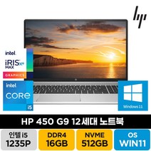 HP 프로북 450 G9 인텔 12세대 사무용 깔끔한 노트북 PC 윈도우11 탑재 컴퓨터 랩탑, WIN11 Home, 16GB, 512GB, 코어i5, 실버