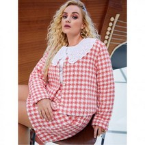 SHEIN Unity 프레피 버튼 프런트 컬러블록 하운드스투스 플러스 사이즈 재킷