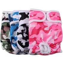 JoyDaog 암컷 대형견을 위한 강아지 기저귀 재사용 가능한 4팩 XXL 5558080205, X-Small (Pack of 4)_4 Camo Col