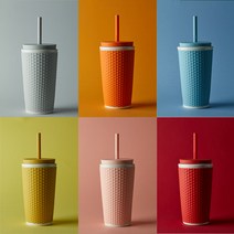 까사무띠 투고 도자기 빨대 텀블러 400ml, 올리브