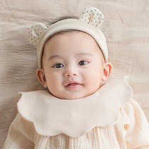 [해피프린스]크리미 아기 빕+헤어밴드SET