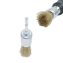 전동드릴브러쉬 연마 원형 강판 드릴용브러시 평날 철브러쉬 컵날 표면마감 이물질 녹제거용 6.35MM 강선 와이어 브러쉬 25MM 엔드 브러쉬