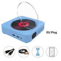 VCD CD DVD 플레이어 다기능 오디오 블루투스 스피커 FM 라디오 벽걸이 형 3.5mm AUX 잭 원격 제어, 06 Blue EU PLUG