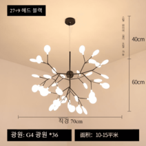 침실 펜던트 조명 카페 인테리어 방등 반딧불 나뭇잎 샹들리에 북유럽 장식 밤하늘, 핑크