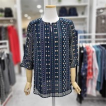 [크로커다일 레이디] 크로커다일레이디 sh06 에스닉 블라우스 라운드 에스닉 패턴 블라우스