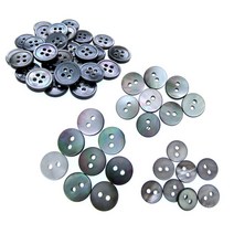 마더 오브 펄 셔츠 버튼 30 천연 쉘 블랙 무지 빛깔의 9mm ~ .5mm, 04 4 hole .5mm