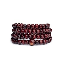 불교 부처님 천연 백단향 팔찌 부처 나무 기도 페르시 매듭 블랙 흑단 남여 남성 팔찌 여성용 팔찌, 레드 2