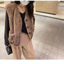 우먼 모피털 조끼 양모 퍼 빅사이즈 밍크 토끼털, 색상